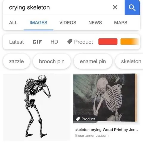 Crying Skeleton Enamel Pin Search