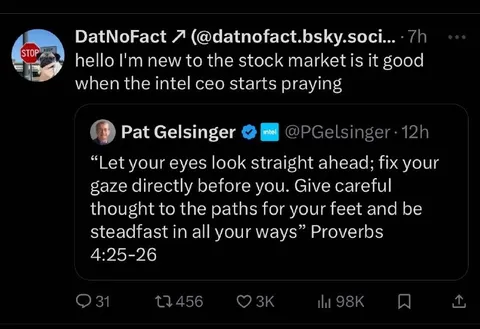 Intel CEO Starts Praying