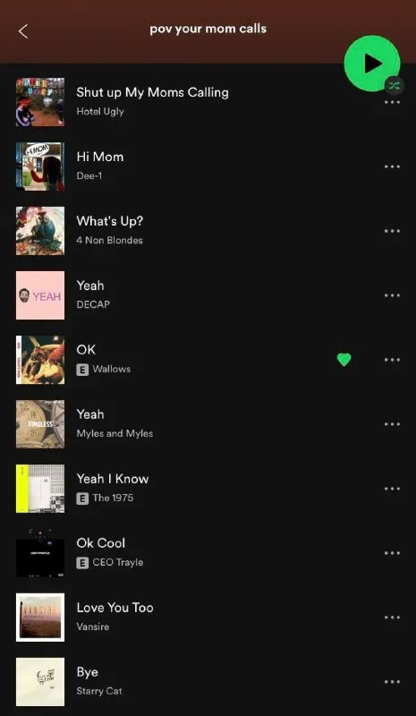 POV Your Mom Calls Playlist