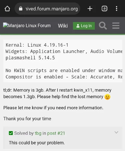 Lost Memory Linux Forum Reply