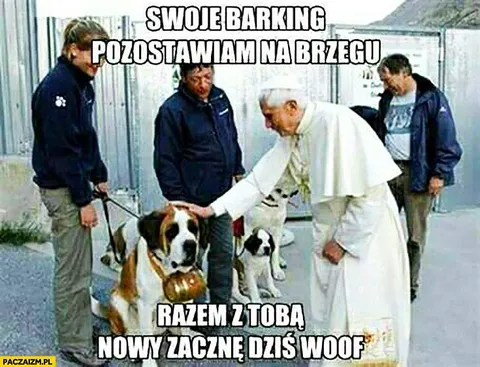Papież i psy na brzegu