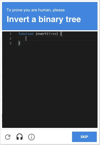 Invert a Binary Tree CAPTCHA