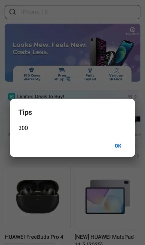 Tips 300 on Shopping App