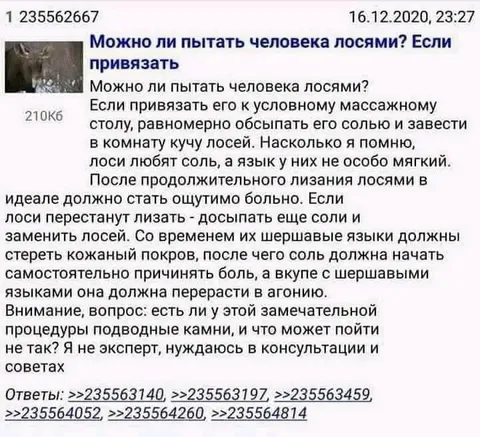 Пытать человека лосями