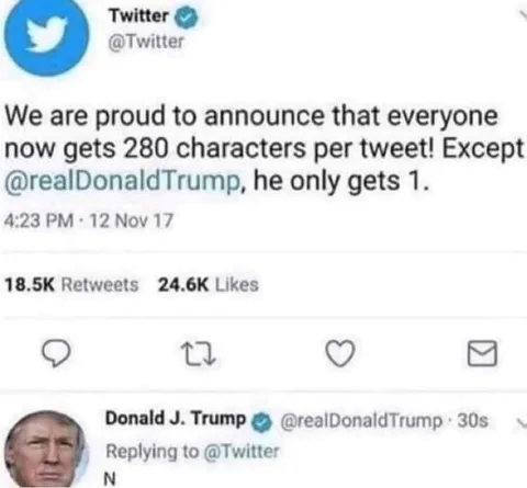 Trump’s One-Character Tweet Limit