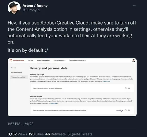 Turn Off Adobe Content Analysis