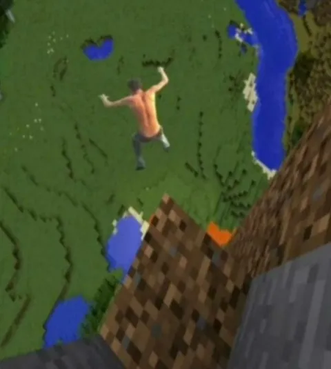Падение с горы в Minecraft