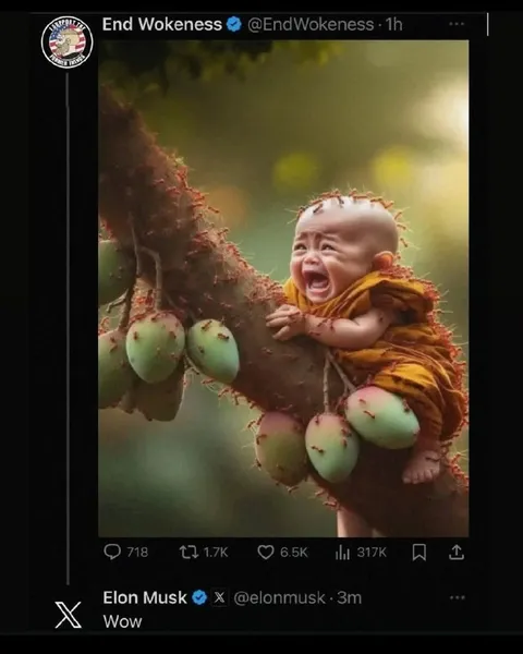 Baby Clinging to Spiky Mangoes