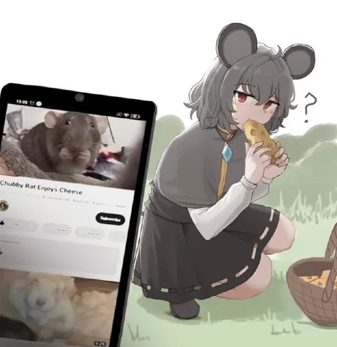 Mouse Girl Enjoys Cheese