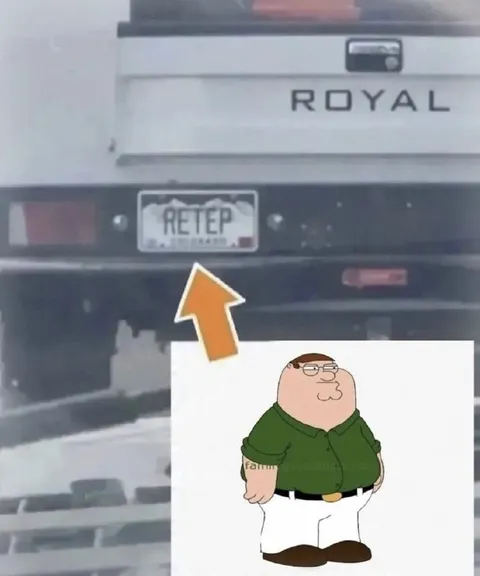 Peter Backwards on a License Plate