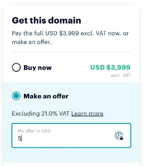 Five-Dollar Domain Offer