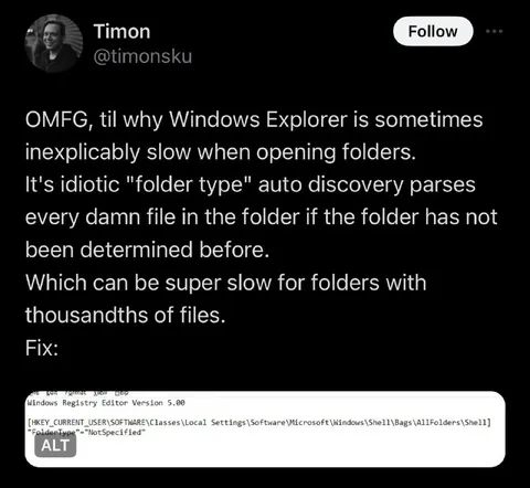 Windows Explorer Folder Slowness Fix