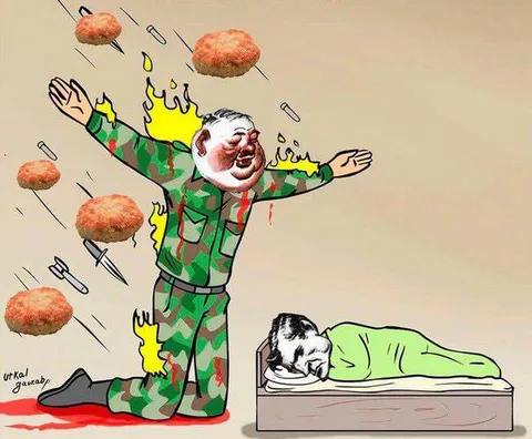Солдат защищает спящего кота