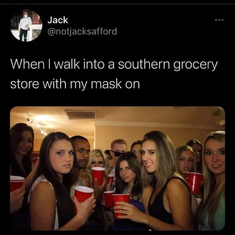Southern Grocery Store With a Mask