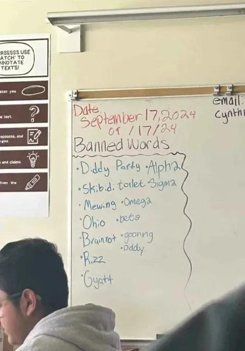 Classroom Banned Words List