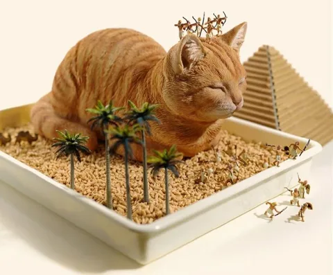 Кот в миниатюрной пустыне