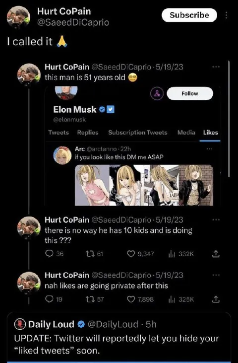Twitter likes exposed