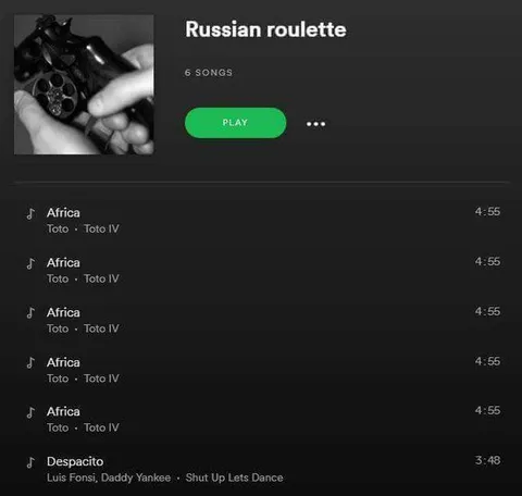 Russian Roulette Spotify Playlist