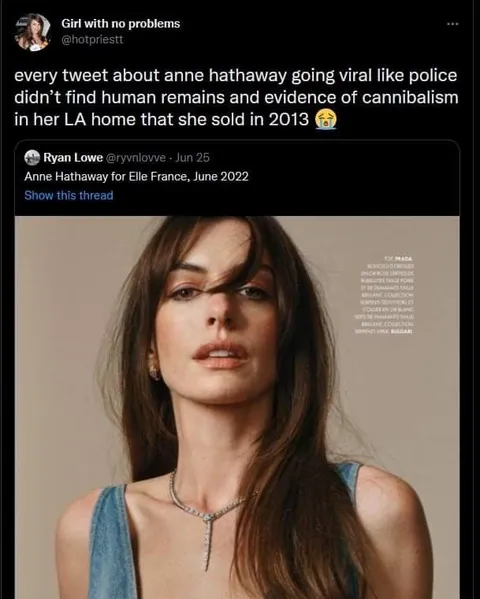 Anne Hathaway Cannibalism Tweet