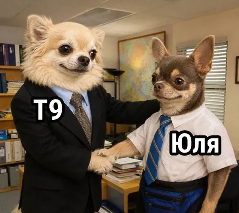 Т9 и Юля пожимают руки