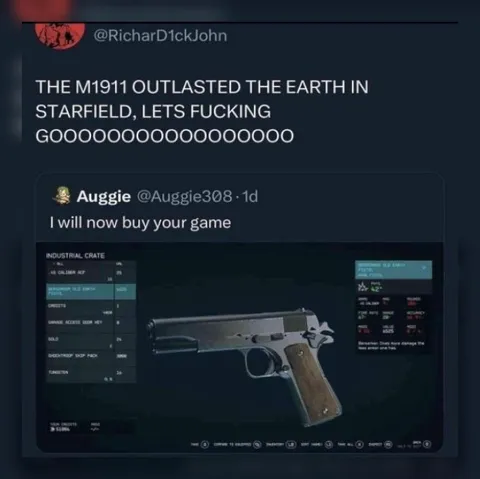 M1911 Outlasted Earth in Starfield