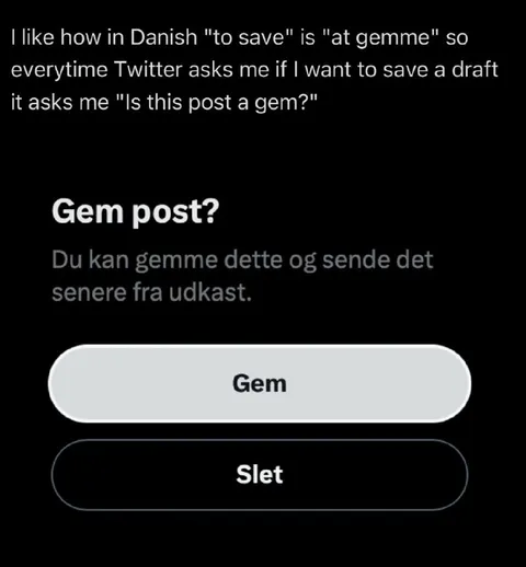 Gem post på dansk