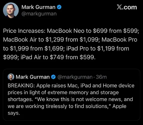 Apple Raises Mac and iPad Prices