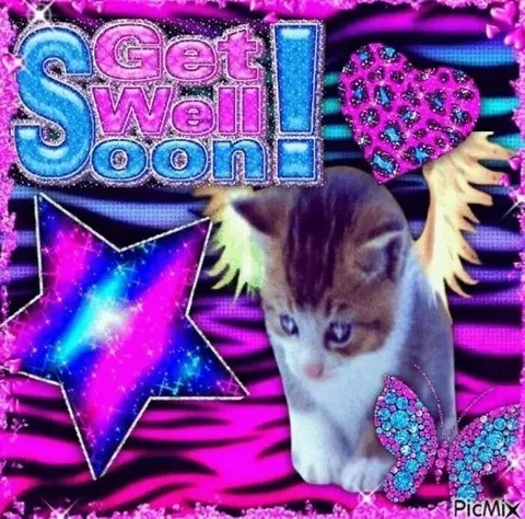Glittery Get Well Soon Cat