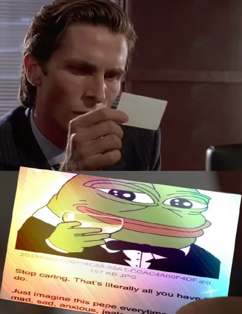 Patrick Bateman Pepe Stop Caring