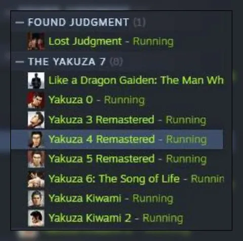All Yakuza Games Running