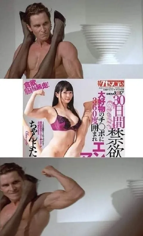 筋肉で禁欲に反応する男