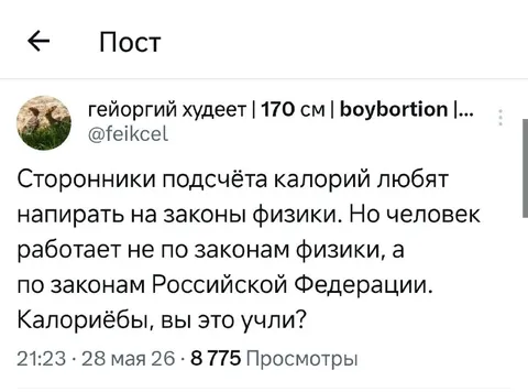 Законы Российской Федерации вместо физики
