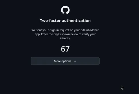 GitHub Two-Factor Code 67