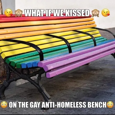Gay Anti-Homeless Bench Kiss