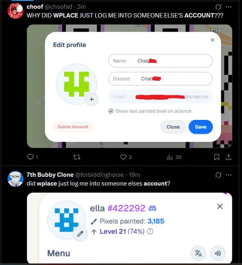 Wplace Logged Into Someone Else's Account