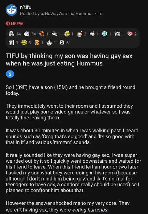 Mother Mistakes Hummus for Gay Sex