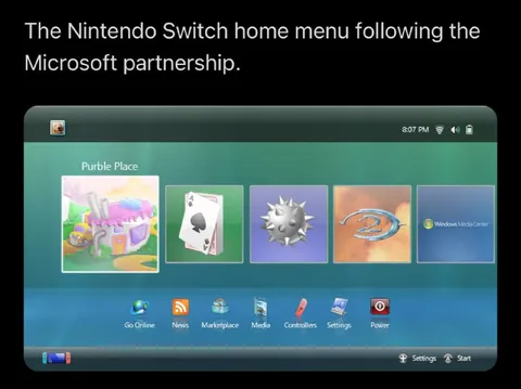 Nintendo Switch Microsoft Home Menu