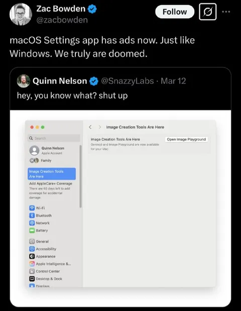 macOS Settings Has Ads Now