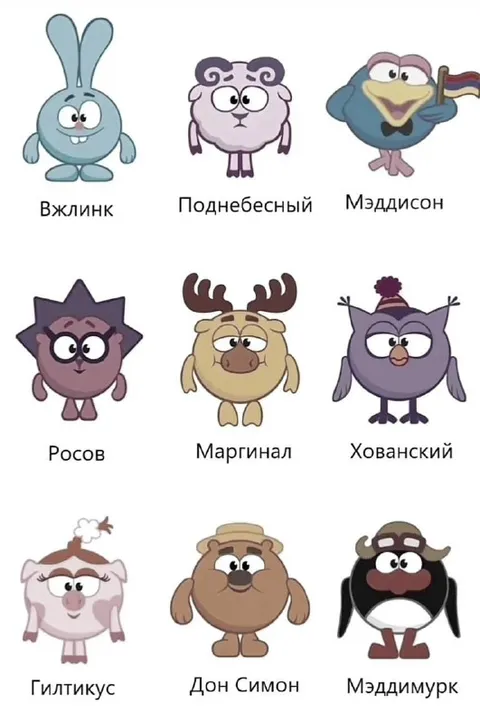 Смешарики с необычными именами