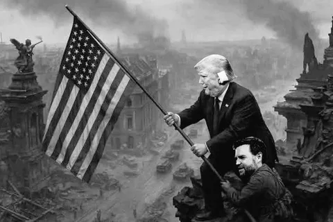 Трамп водружает американский флаг