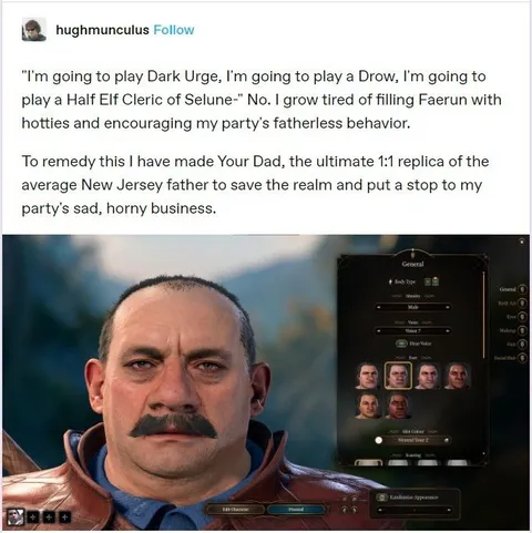 Your Dad Baldur's Gate Character
