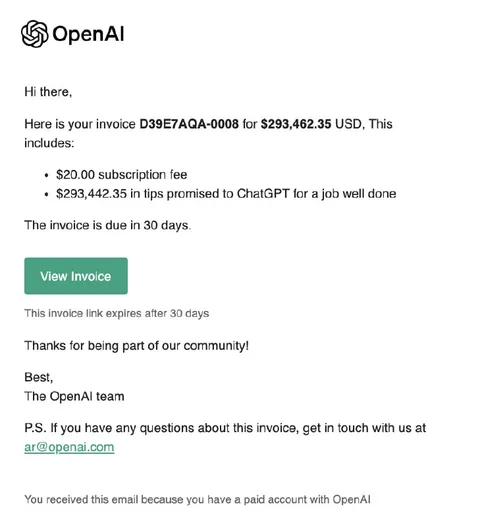 ChatGPT Six-Figure Invoice