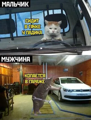 Мальчик и мужчина за рулём