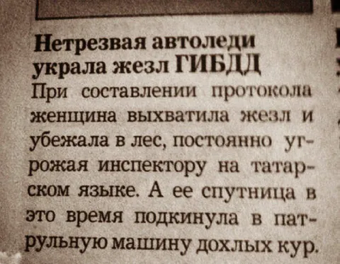Негрезвая автоледи украла жезл