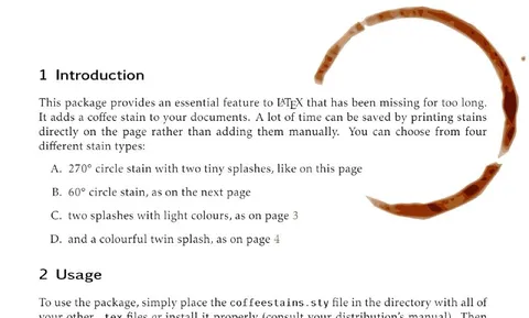 LaTeX Coffee Stain Package