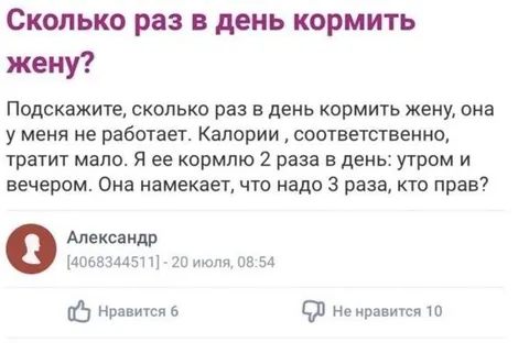 Сколько раз в день кормить жену
