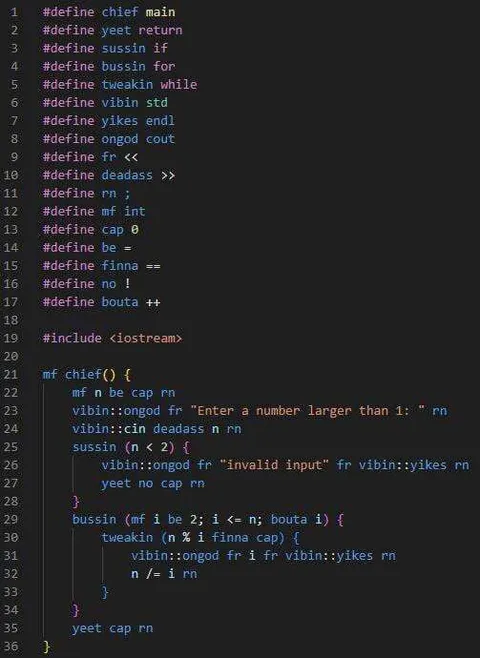 C++ Written in Gen Z Slang