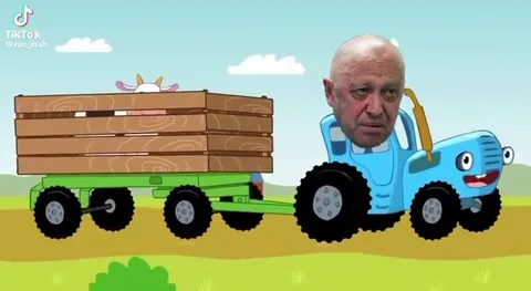 Пригожин едет на тракторе