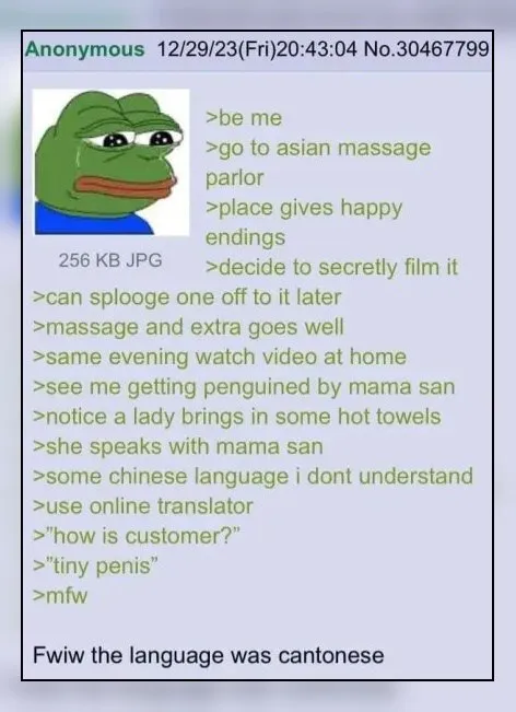 Pepe at the Asian Massage Parlor