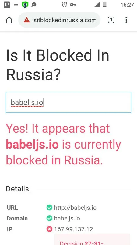 BabelJS Blocked in Russia